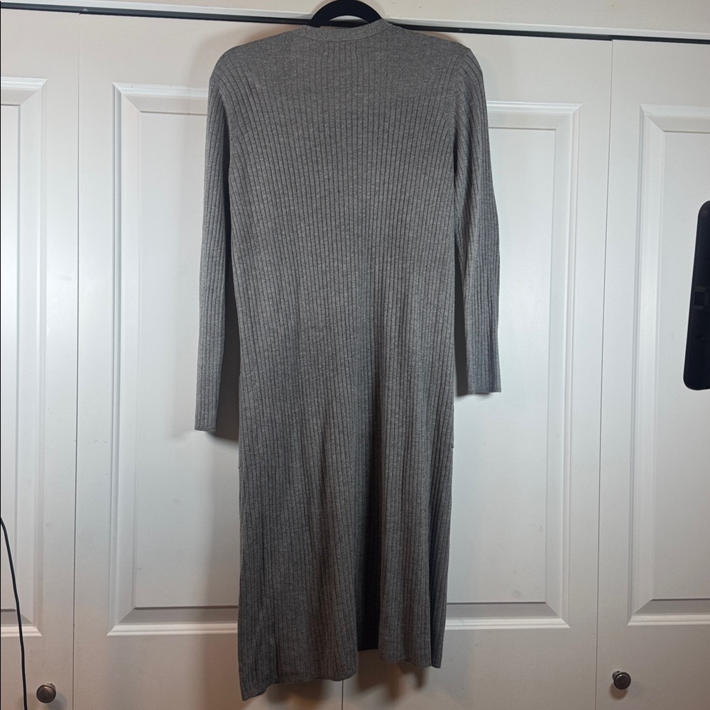 Pink Rose Gray Ribbed Long Cardigan - Picture 3 of 3